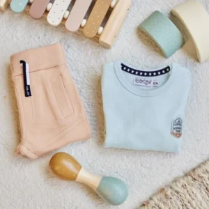 Baby set tuta azzurra marrone Dirkje